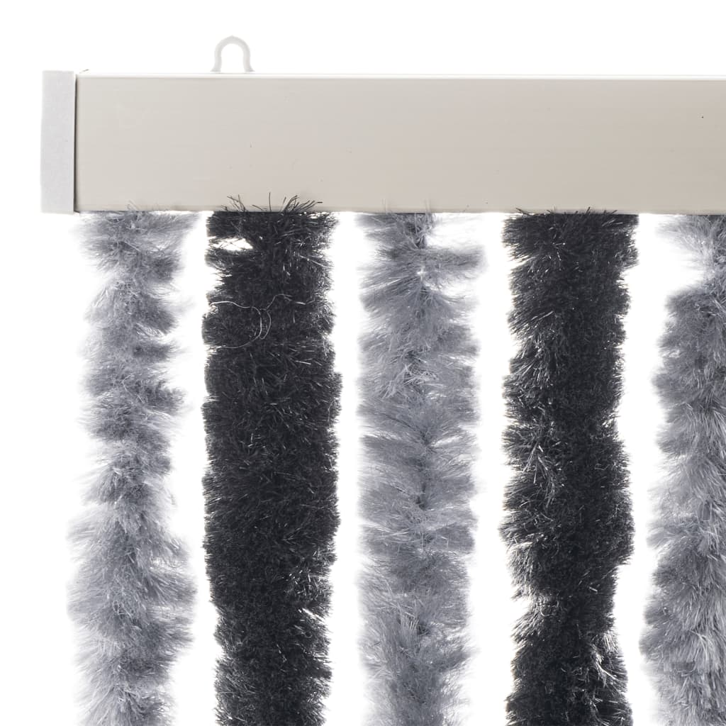Fly Screen Curtain Grey and Black 100x200 Cm Chenille