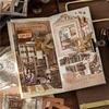 Ta Merry Collage Assorted Flake Design Planner Material Paper Large Retro Background Lots of Cute Vintage Coffee Stickers, Materials, Paper, Stickers,