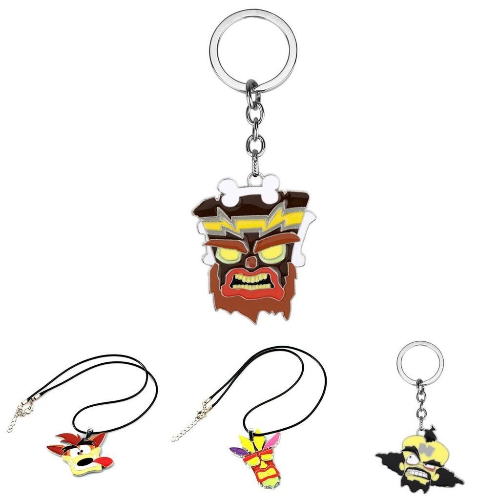 Portachiavi Ciondolo Action Figure Crash Bandicoot di Qualità Premium Maschera Aku Dr Neo Cortex