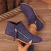 Large size winter new round head European and American fashion retro side zipper round head thick heel short boots women's boots spot