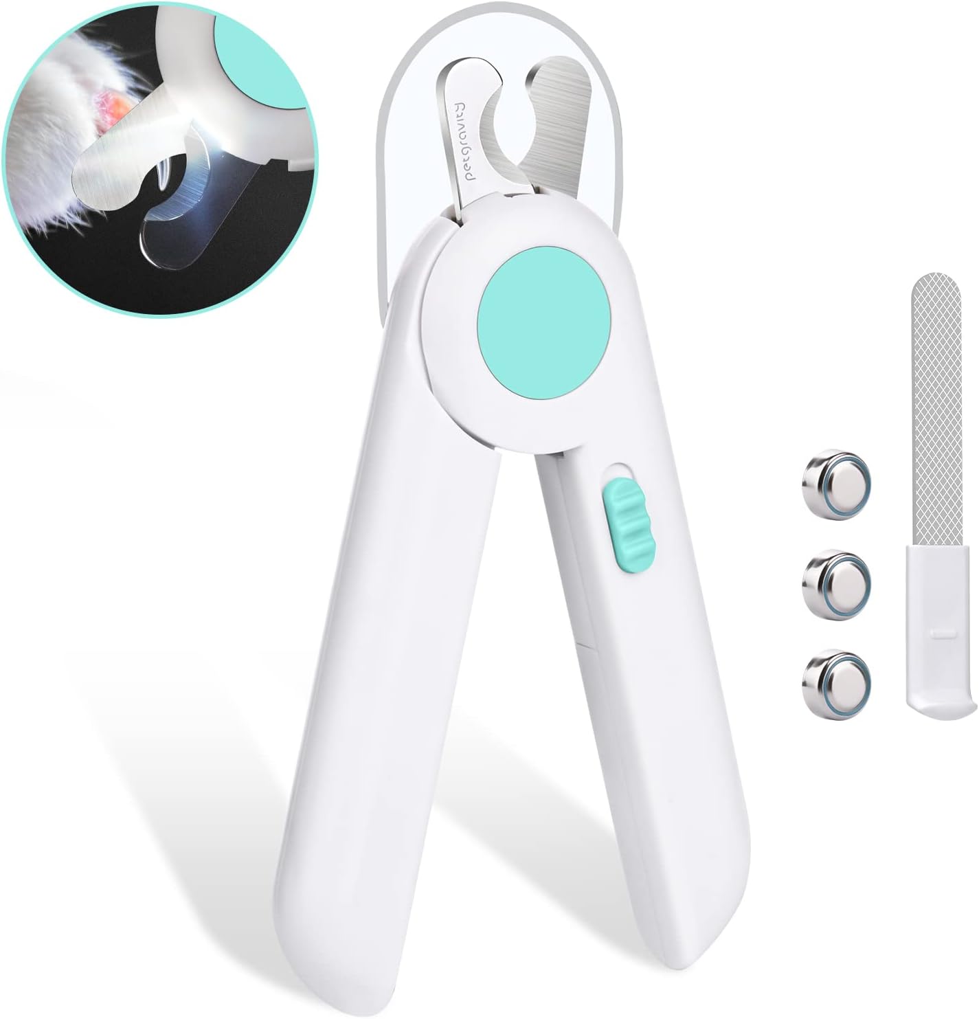 Dog Cat Pet Nail Clippers, Dog Nail Clippers and Trimmers with Safety Shield and LED Lights, Pet Toenail Clippers for Large, Medium and Small Pets, Blue