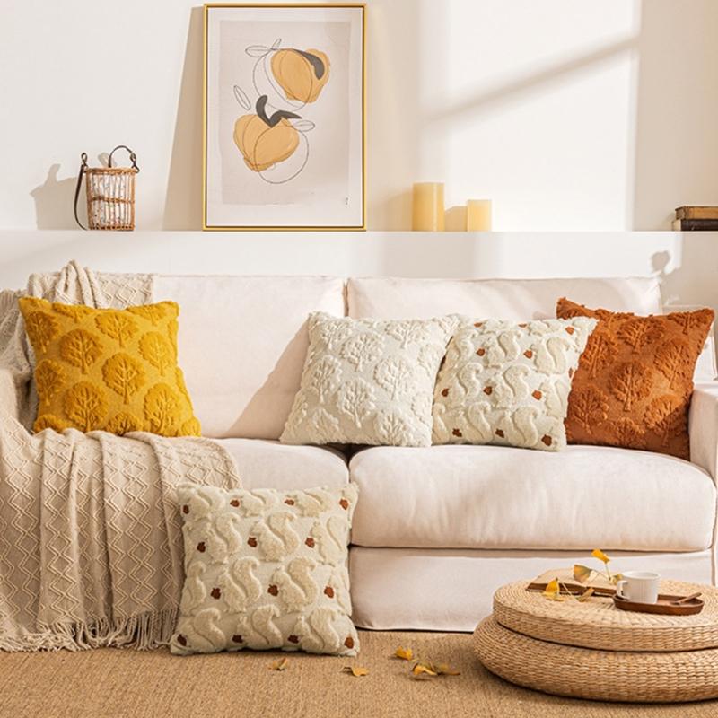 Mykt Dekorativt Putetrekk Bladdesign Moderne Putetrekk 45x45cm Tilpasningsdyktig for Flere Rom