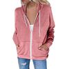 Spring Autumn Women Solid Color Sweatshirt Coat Hooded Drawstring Long Sleeve Pockets Zipper Placket Thickened Outerwear