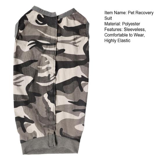 Pet Recovery Suit High-Elastic Camouflage Print Dog Jumpsuit Pajamas Surgical Gown Vest Wrap for Small Medium Large Dogs Cats