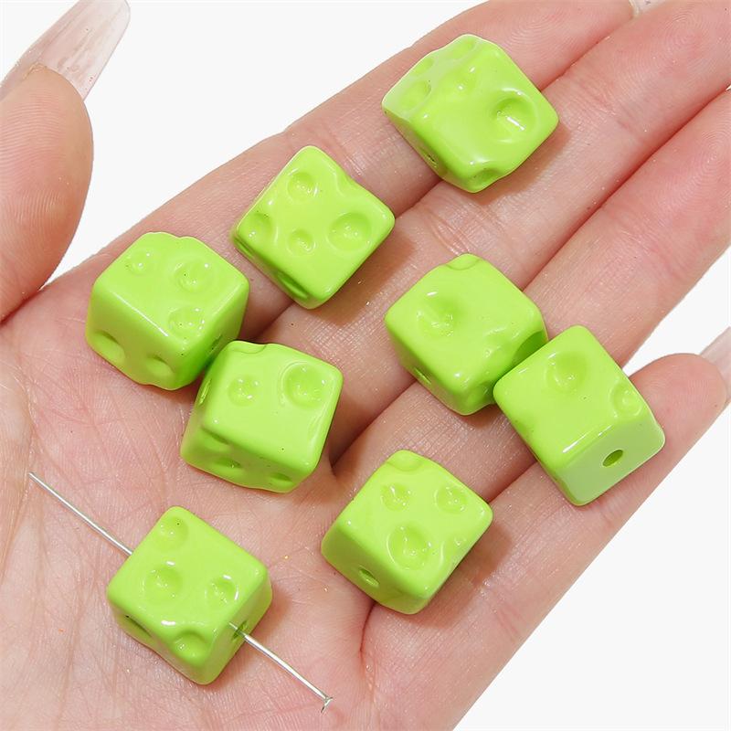 Handgefertigte Armbandperlen, Acryl, farbig plattiert, Handykettenperlen, Käse-Quadratperlen, handgefertigt, DIY-Handschnur, bunter Anhänger, Schmuckzubehör
