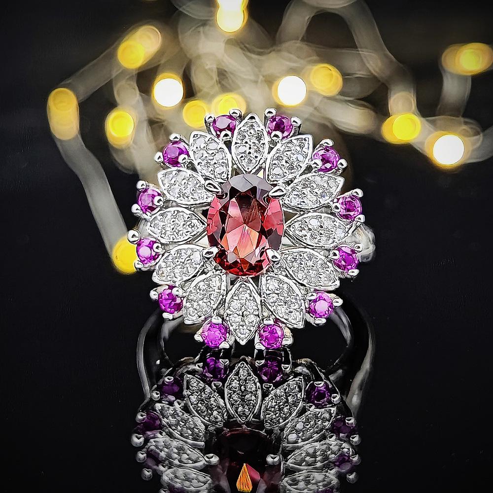 European and American Light Luxury Sapphire Open Ring for Women