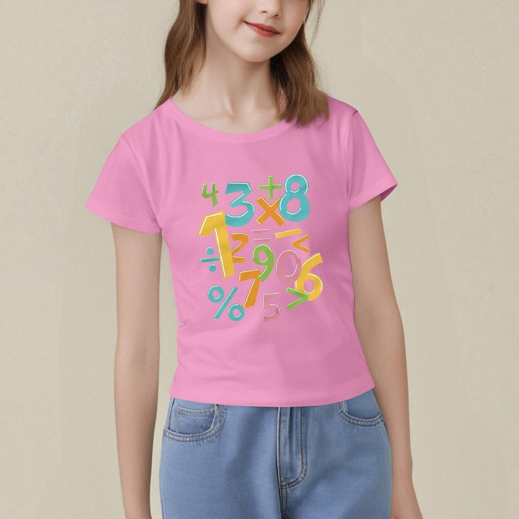 Dziecięca Koszulka z Nadrukiem z Krótkim Rękawem z Okrągłym Dekoltem Casualowa Wygodna Luźna Lekka