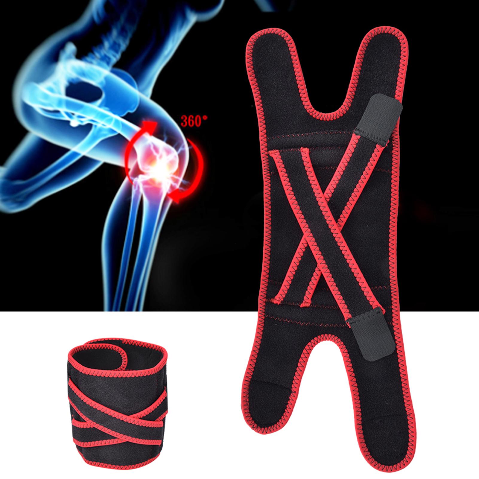 1Pair Adjustable Pressurized Patella Kneecap Outdoor Cyling Climbing Sport Kneepad Damping Breathable Black Red Edge
