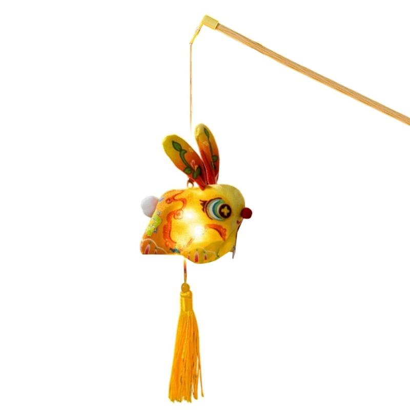 Handmade Fabric Rabbit Lamp Making Supplies Traditional Style Design With Glowing LED For Party Decoration