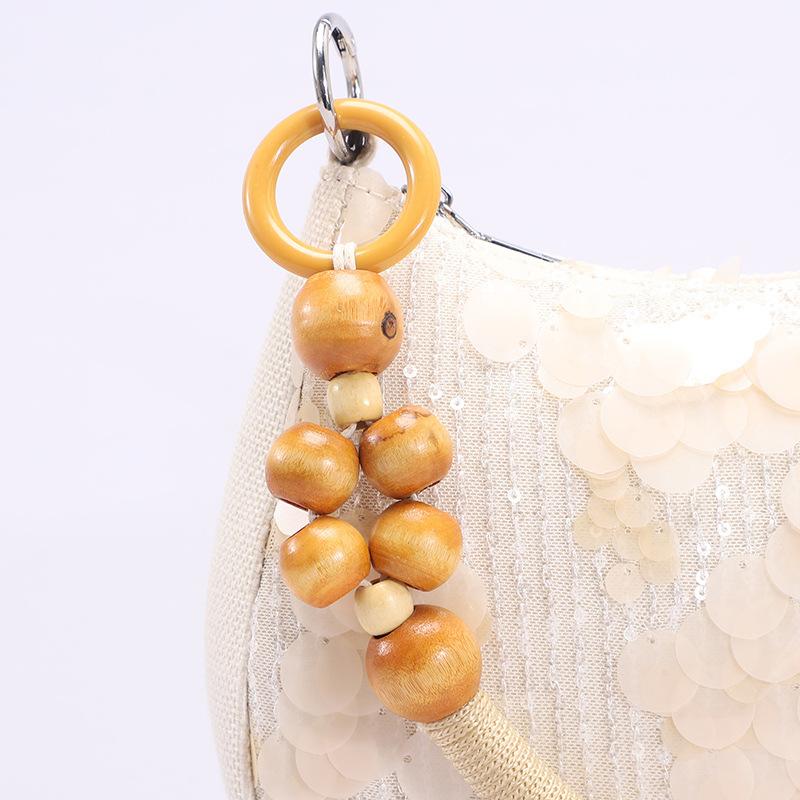 New Style Women's Bag with Sequins Sewn Embroidery Bag, Bohemian Vacation Style Bead String Woven Armpit Bag