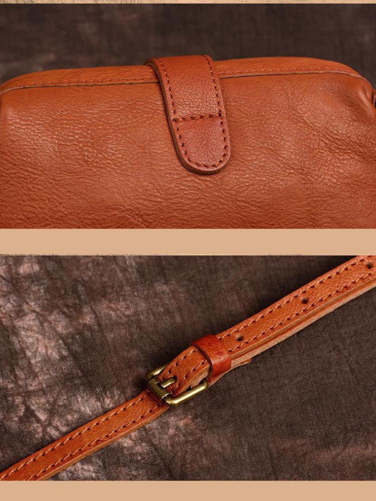 Johnature Ekte skinn Enkel Kvinner Liten Veske Fritid Naturlig mykt kuskinn Ensfarget Allsidige skulder- og kryssvesker