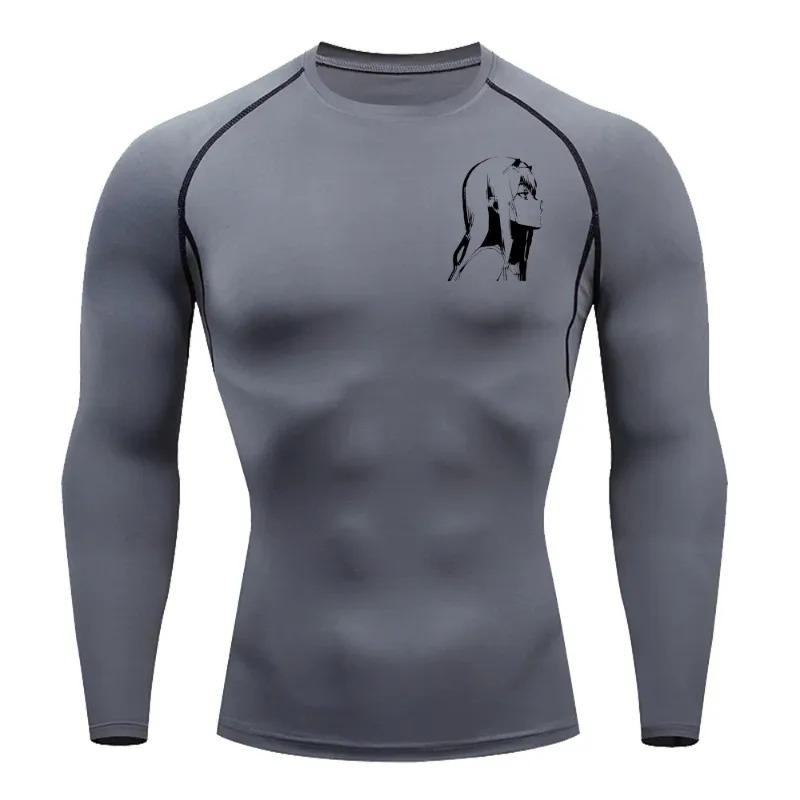 Fitness Sportswear Teenagers Men Tshirt Zero Two Graphic Tops Tight Training Clothes Boys Compression Running Basketball Clothes