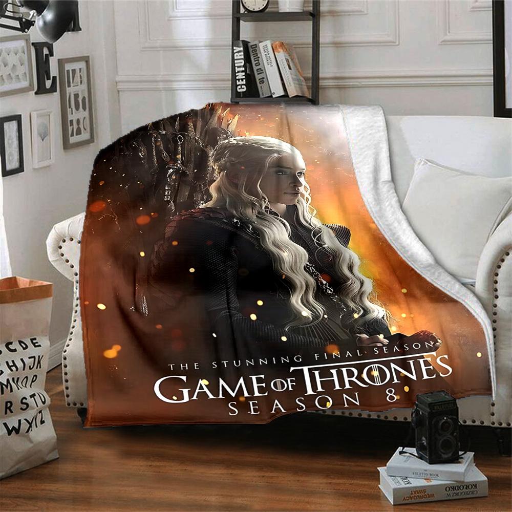 1pc Game of Thrones Season 8 Flannel Blanket Soft Warm Throw for Home, Office, Travel, All-Season Cozy Bedding GiftL1021