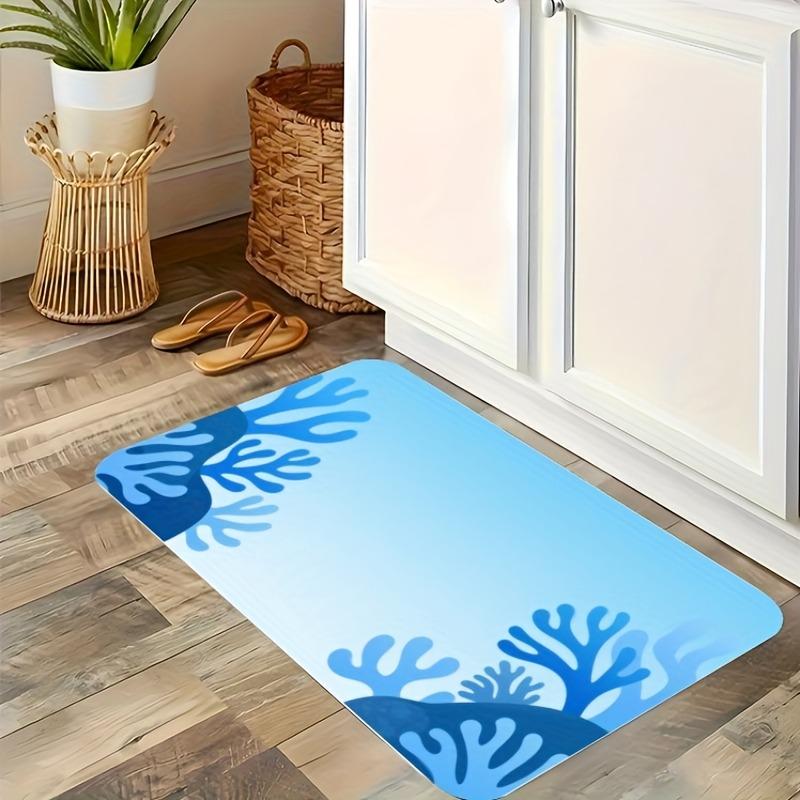 1PC Yellow Floral Pattern Kitchen Rug Non-Slip Door Mat Pop Design Bathroom Rug Bath Mat Carpet for Home Sink Laundry Decor