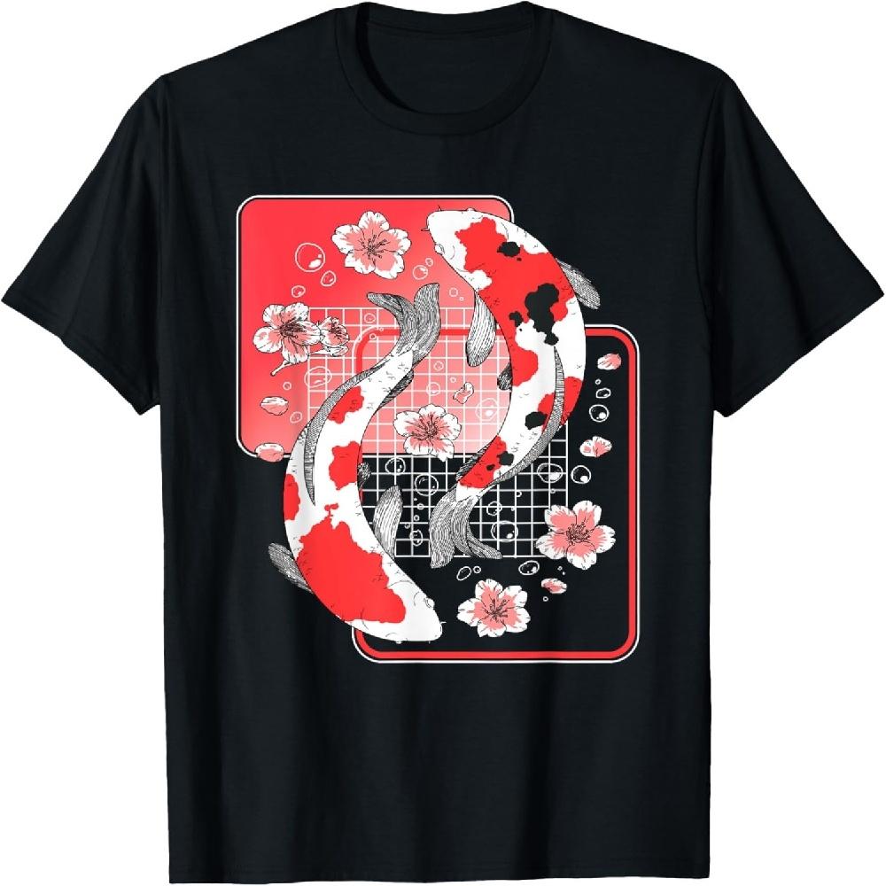 Японский карп кои рыба сакура нисикигой мужская женская футболка XXXXXL чёрный