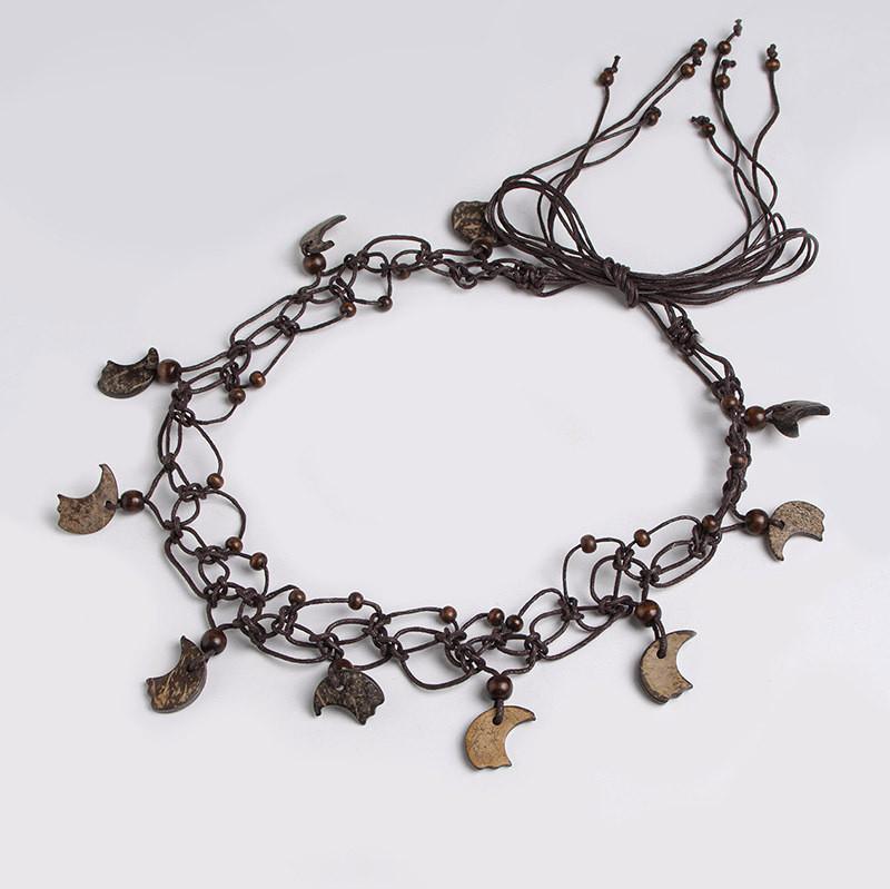 

Bohemian Style Handmade Waist Rope With Coconut Shell Accents For Summer Vacation Attire