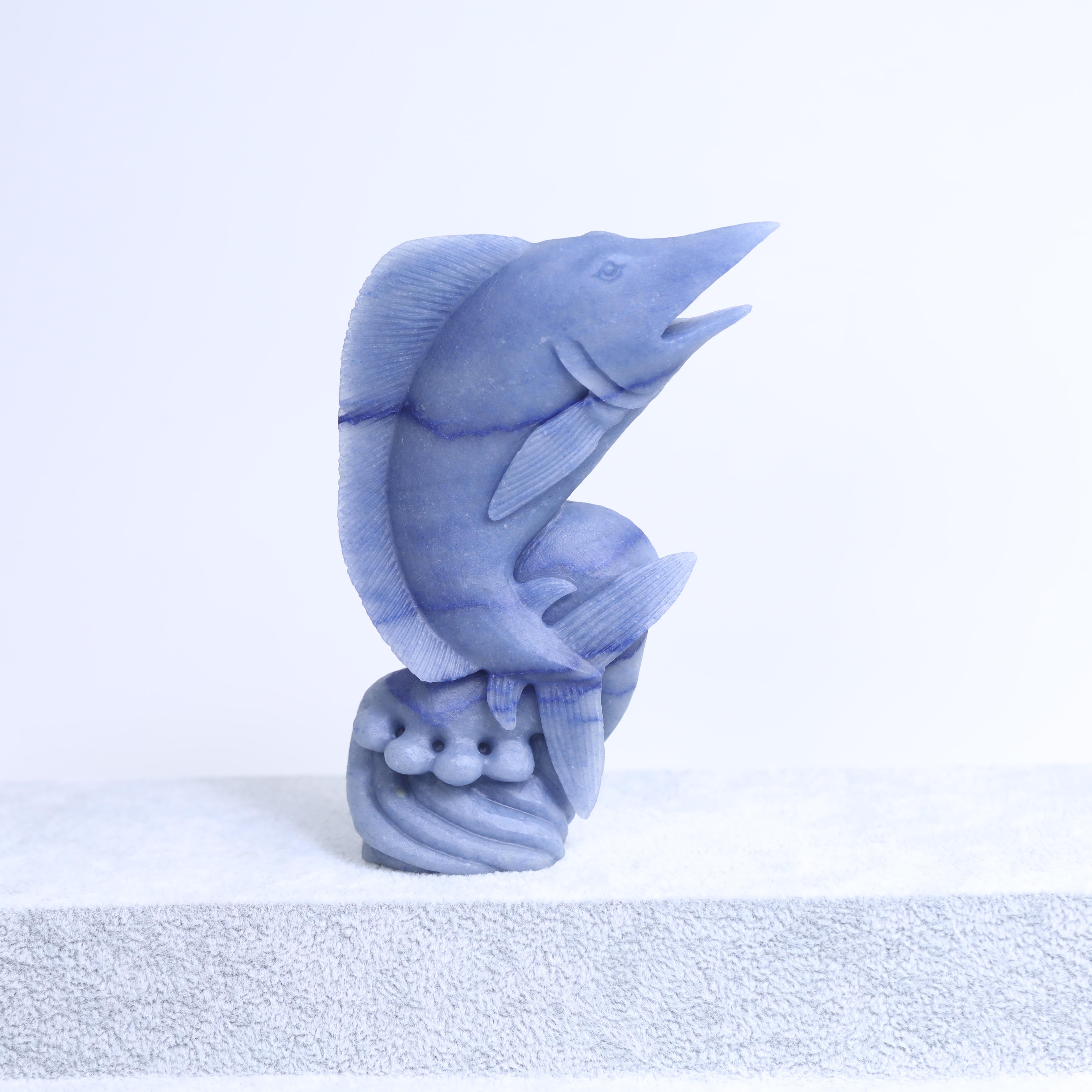 Hand-Carved Marine Animal Artwork From Mixed Materials - Exquisite Craftsmanship (Blue,One Size) синий