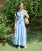 Salon De Yon Shawl Layered Long Dress_ Blue