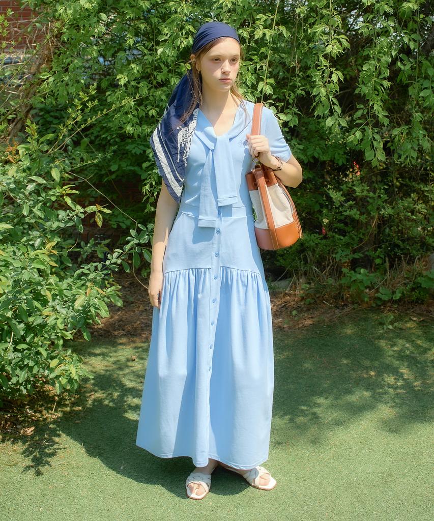 Salon De Yon Shawl Layered Long Dress_ Blue
