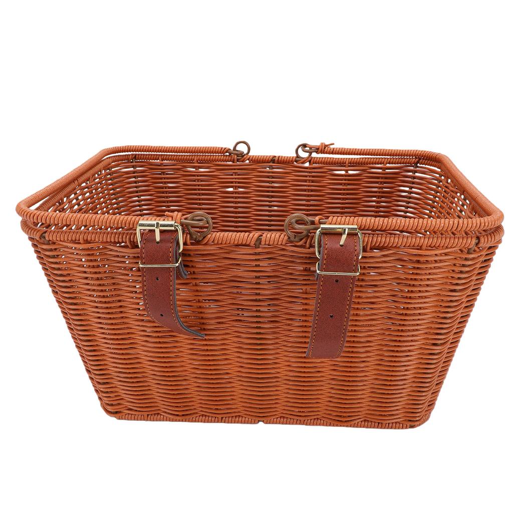Bike Basket PP   Woven Retro   Front Bike Storage Basket with Handle for Bch Picnic