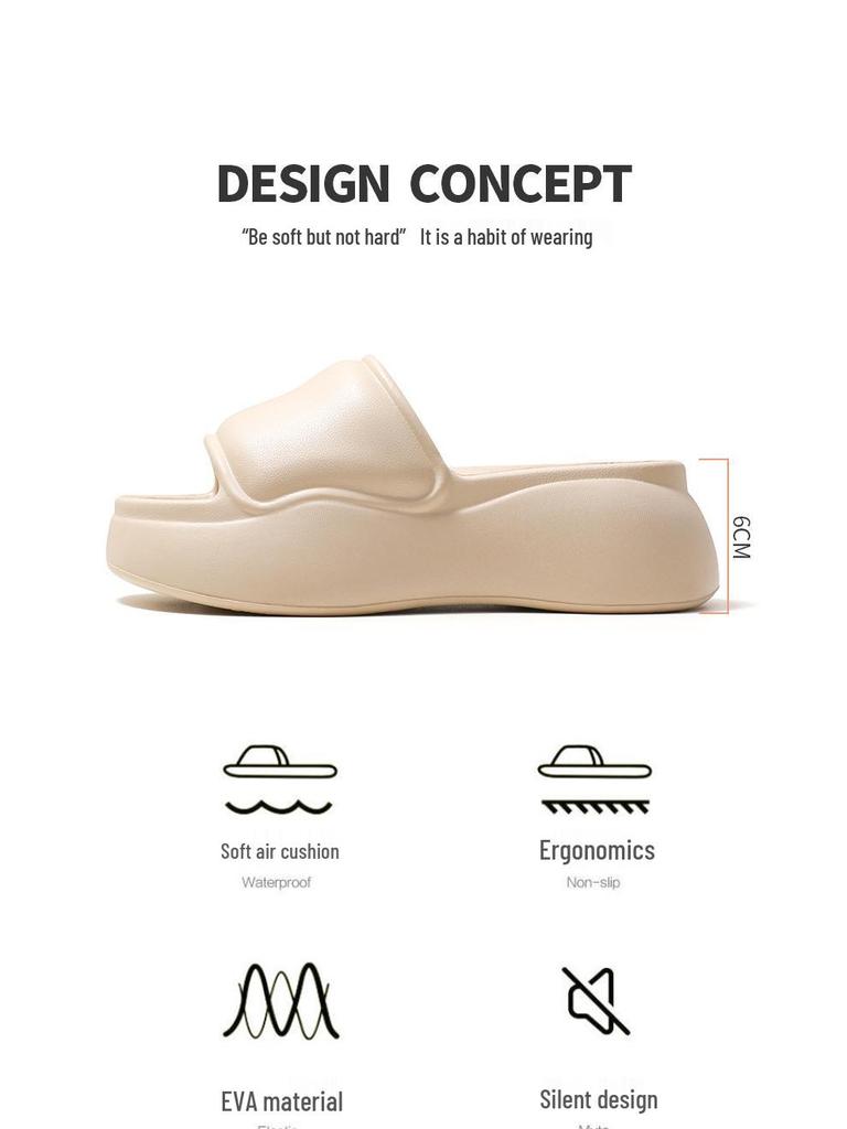 Women's Non-Slip Height-Boosting Beach Slippers - 7cm Thick Sole, Fashionable Outdoor EVA Footwear
