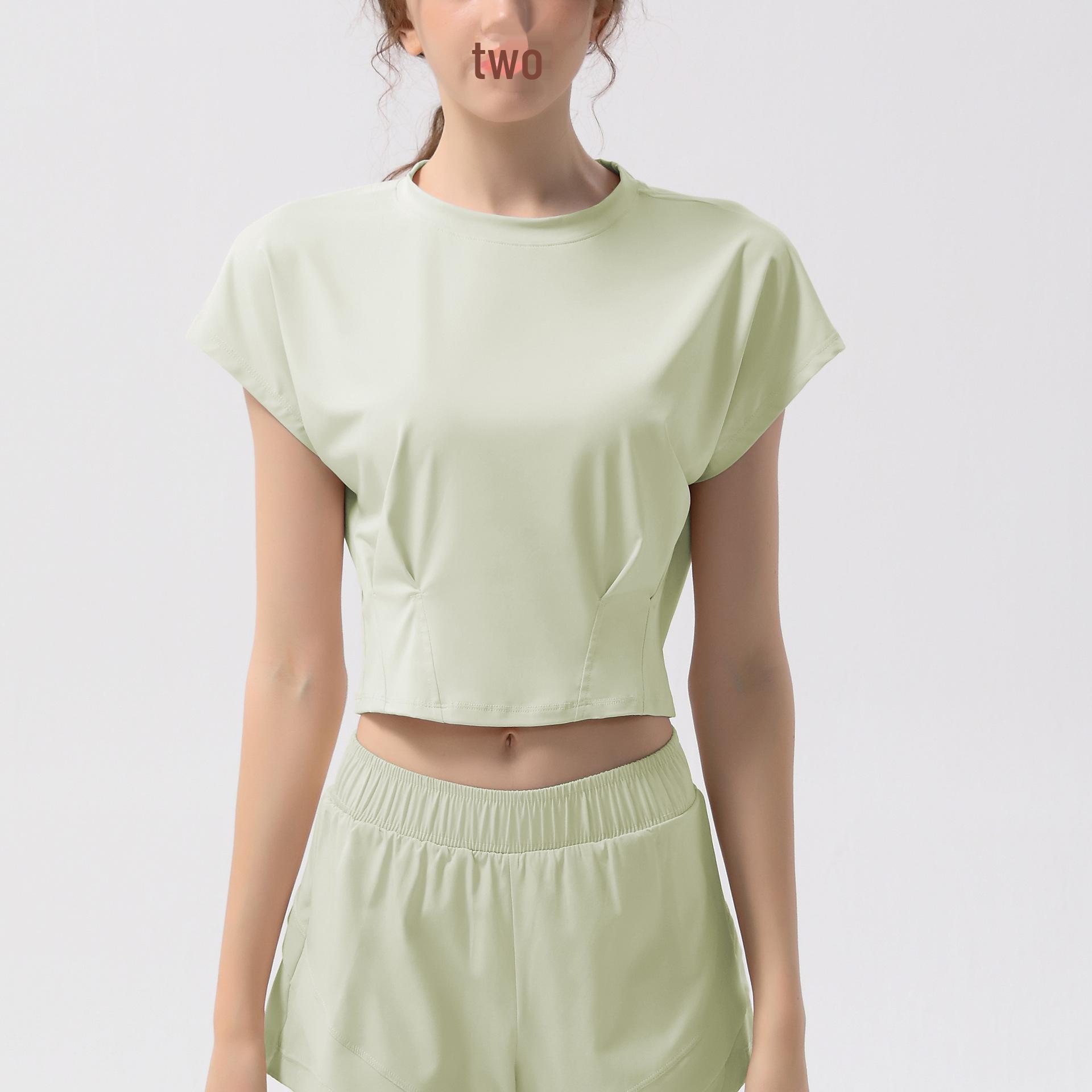 

Женская быстросохнущая дышащая майка для йоги - свободная, с коротким рукавом, облегающая, летняя футболка для фитнеса M зелёный