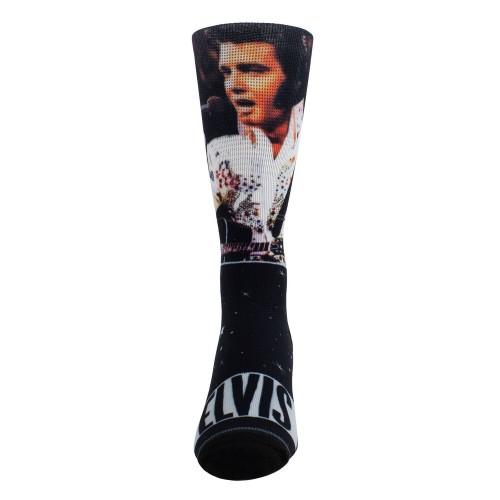 Elvis Presley Unisex Ponožky s motivem mikrofonu pro dospělé, sublimační, s kulatým výstřihem