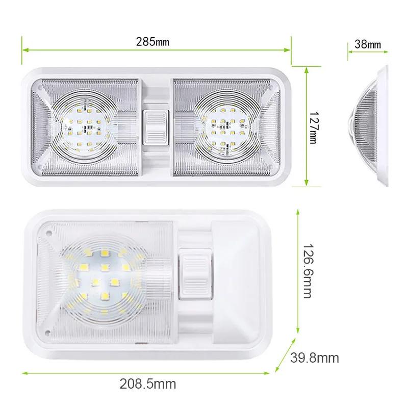 RV LED Ceiling Double Dome Light Fixture with ON/OFF Switch Interior Lighting for Car/RV/Trailer/Camper/Boat 12V Natural White