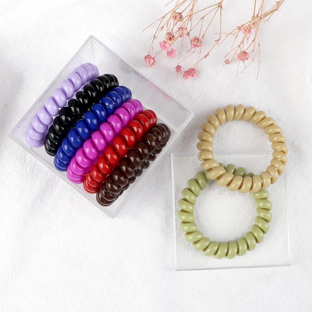 8PCS/Set Fashion Girls Telephone Wire Elastic Hair Bands Hair Ties for Women Ponytail Holder Hair Rope Accessories Gum