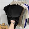 Women's Ribbed Solid Color Flutter Sleeve Top - Slim Fit European Style Summer 2026