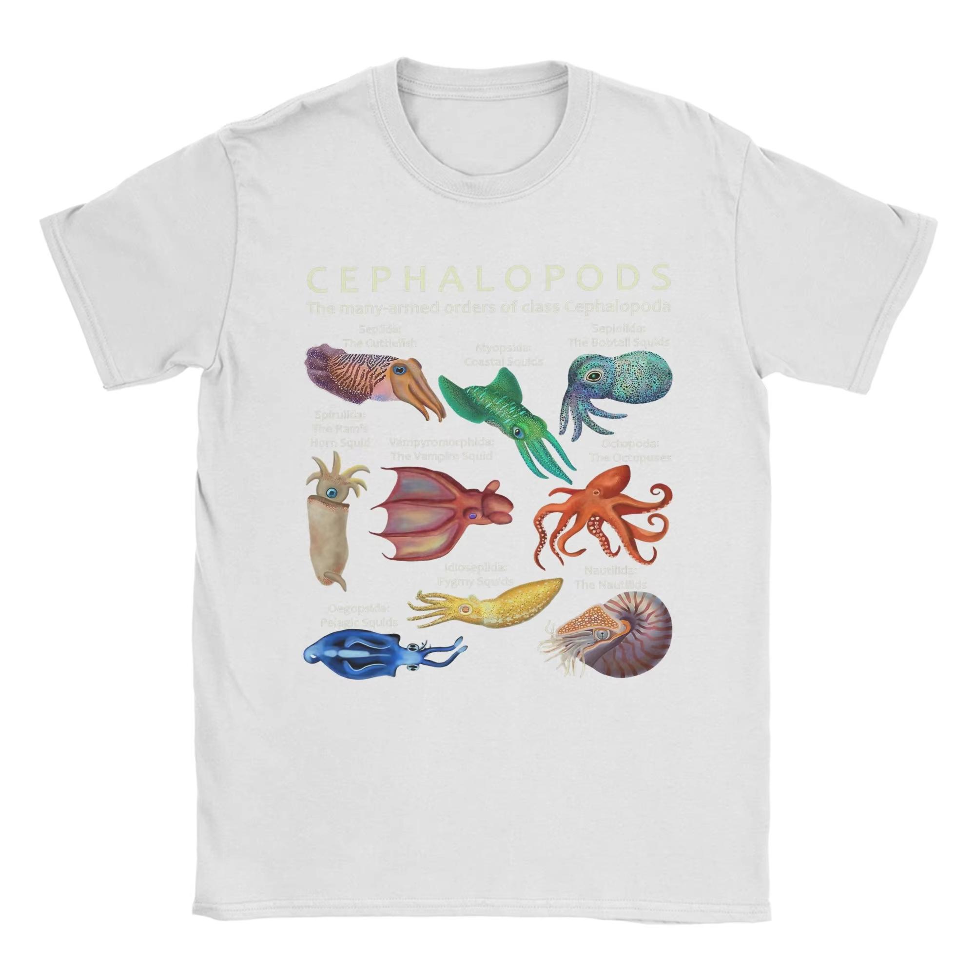 

Футболка Cephalopod- Осьминог Кальмар Каракатица и Наутилус для мужчин из чистого хлопка Удивительная футболка Футболки с круглым вырезом Топы Идея Футболки 4XL