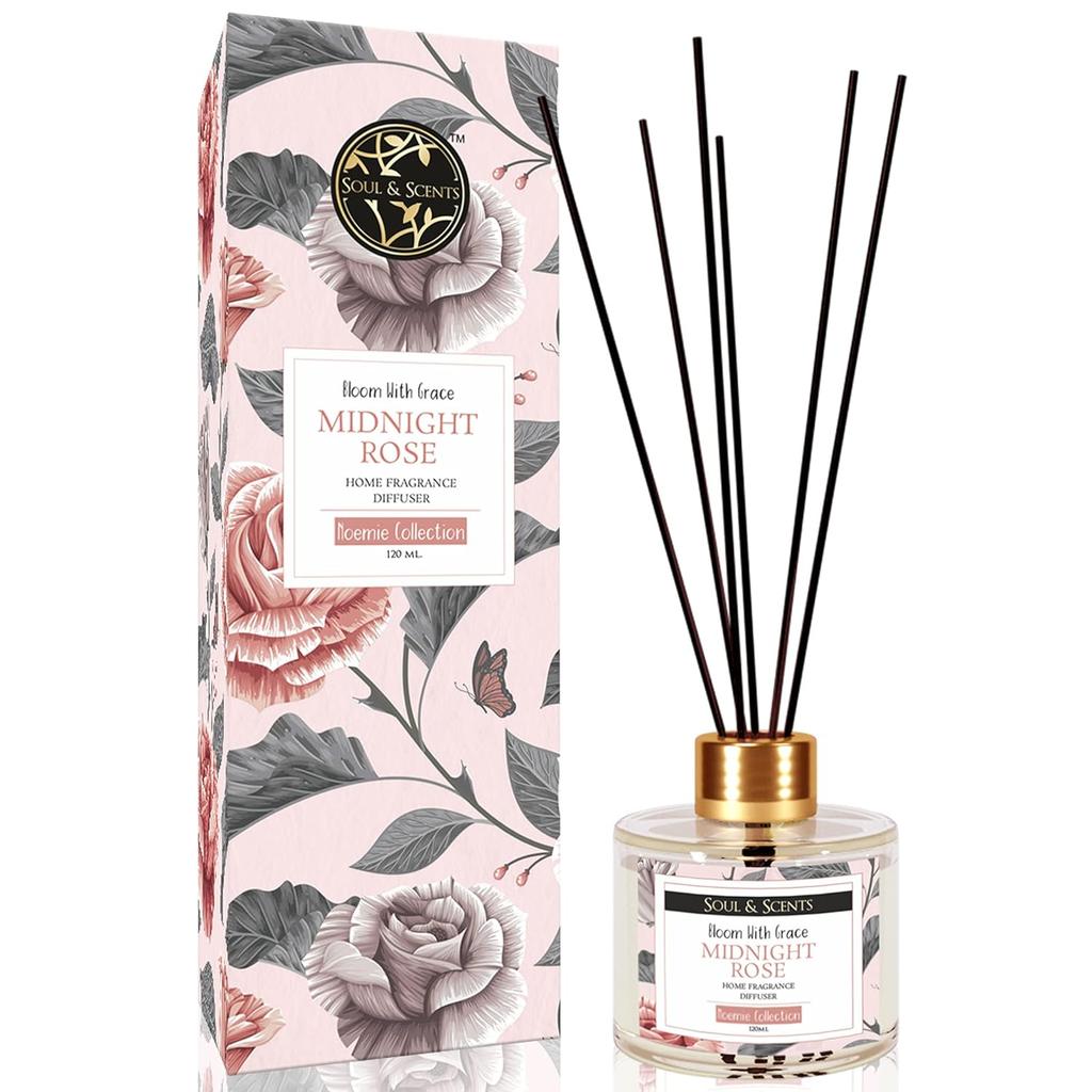 Soul & Scents Glass 120ml Lemongrass Reed Diffuser Set | Free 6 Fiber Reed Sticks | Stress Relief & Aromatherapy | Long-Lasting,