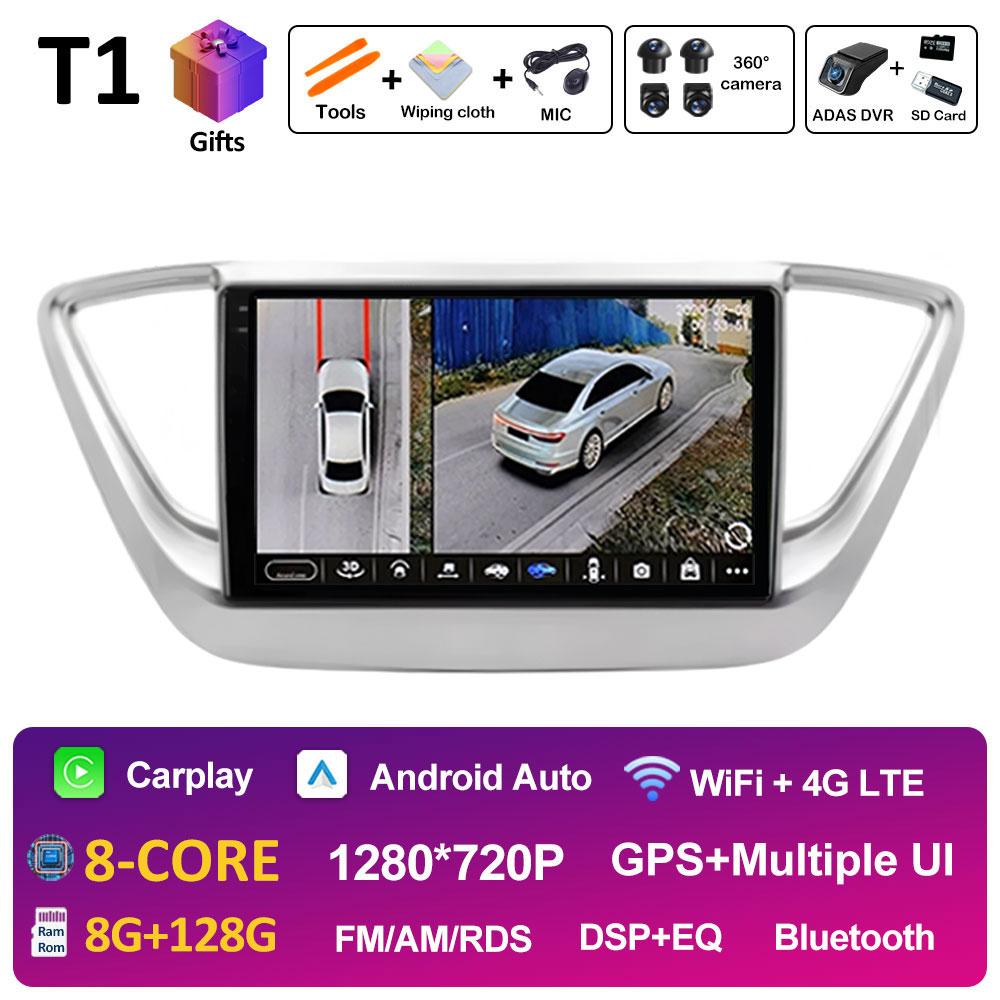 For Hyundai Solaris 2 Verna Accent 2017 2018 2019 2020 DSP Stereo Autoradio 9 inch Wireless Carplay Cooling fan WIFI Accessories