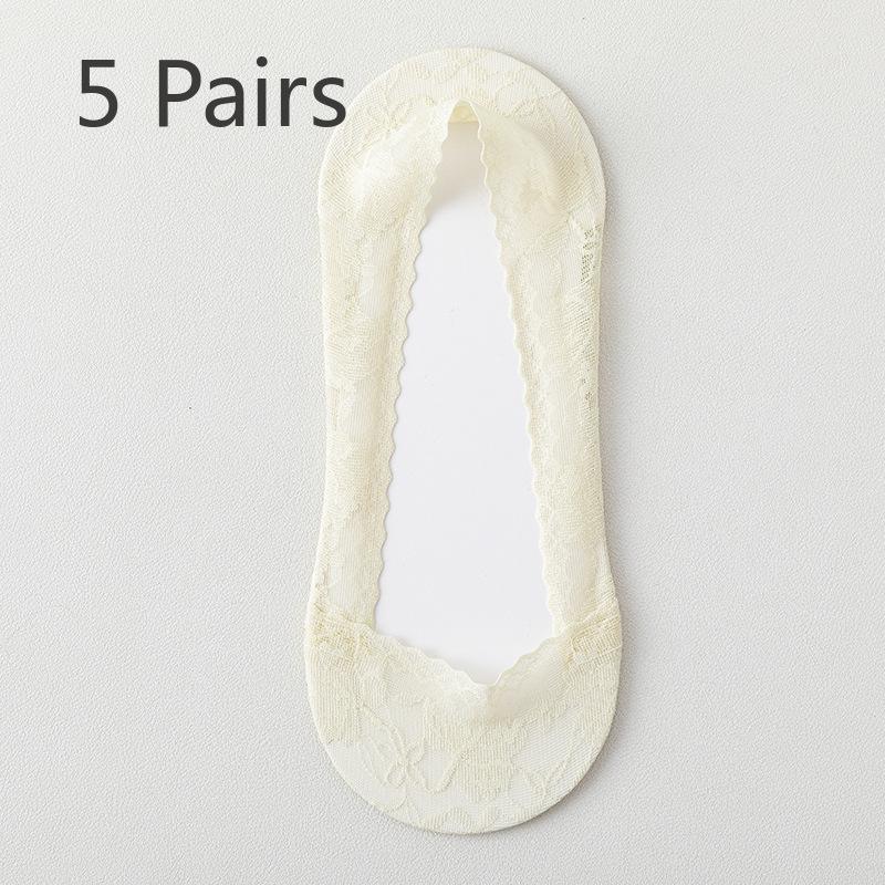 

5 пар женских носков-лодочек на весну и лето, тонкие, нескользящие, с мелким отверстием, невидимые носки, кружевные, впитывающие пот носки 5 Pairs зелёный