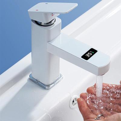 Black White Touch LED Digital Temperature Display Basin Faucet Hot Cold Mixer Non-Electric For Bathroom Kitchen Tap Accessories