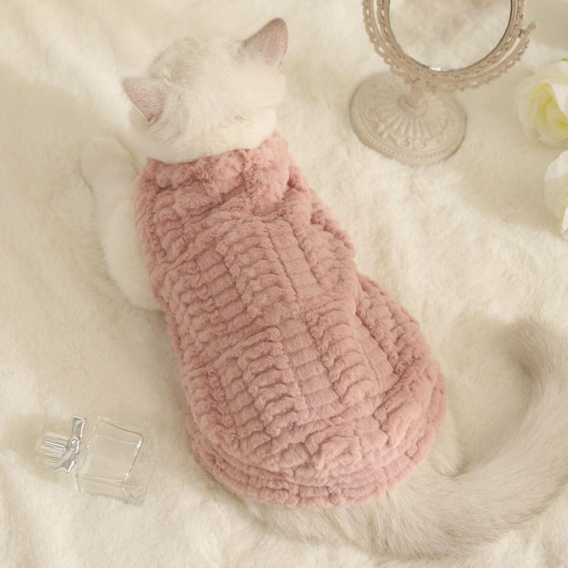 

Cute Pet Dog Rabbit Hair Coat Dog Pet Clothes Winter Warm Plush Vest Bears Small Dog Vest Teddy Puppy Dog Clothes Dog Jackets M рожевий