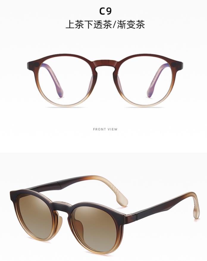 

Ladies Polarized Magnet Clip On Sunglasses Fashion Double Lens Luxury Brand Round Brown Gradient Sun Glasses Custom Prescription Polarized