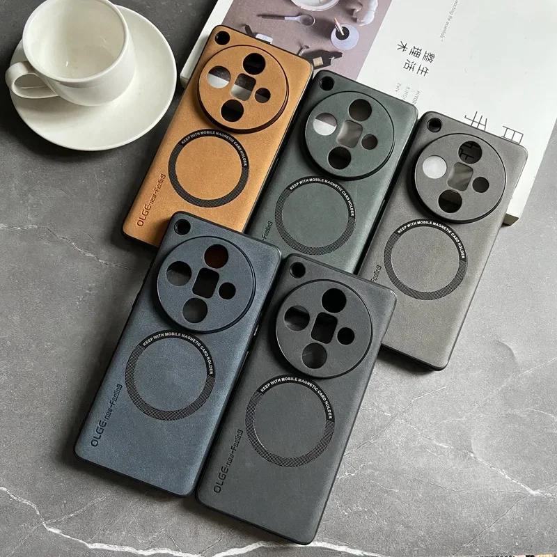 Magnetic Phone Case for OPPO Reno11 Reno10 Reno9 Reno8 Pro Plus Find X5 X6 Pro X7 Ultra Lambskin Texture Fuax Leather Cover