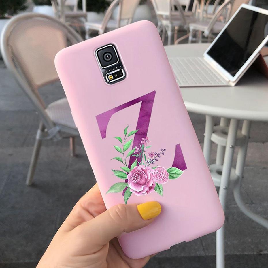 For Samsung Galaxy S5 I9600 Phone Case Flower Initial Alphabet Case For Samsung S5 Neo S 5 G900 G903F SM-G900F Soft Silicon Case