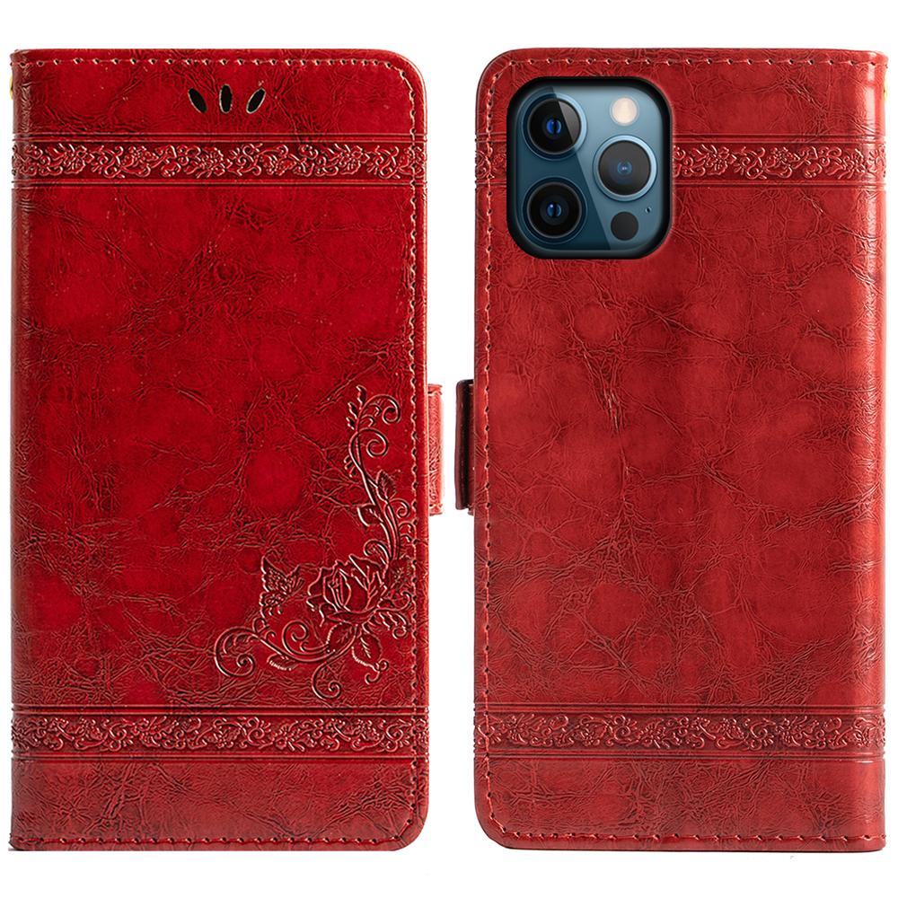 For iPhone 16 Pro Max Leather Case Flower Imprint Wallet Phone Cover with Side Buckle