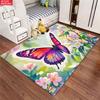 Watercolor Butterfly Flower Area Rug,Non-Slip Floral Print Carpet for Living Room Bedroom, Aesthetic Nature Floor Mat Home Decor