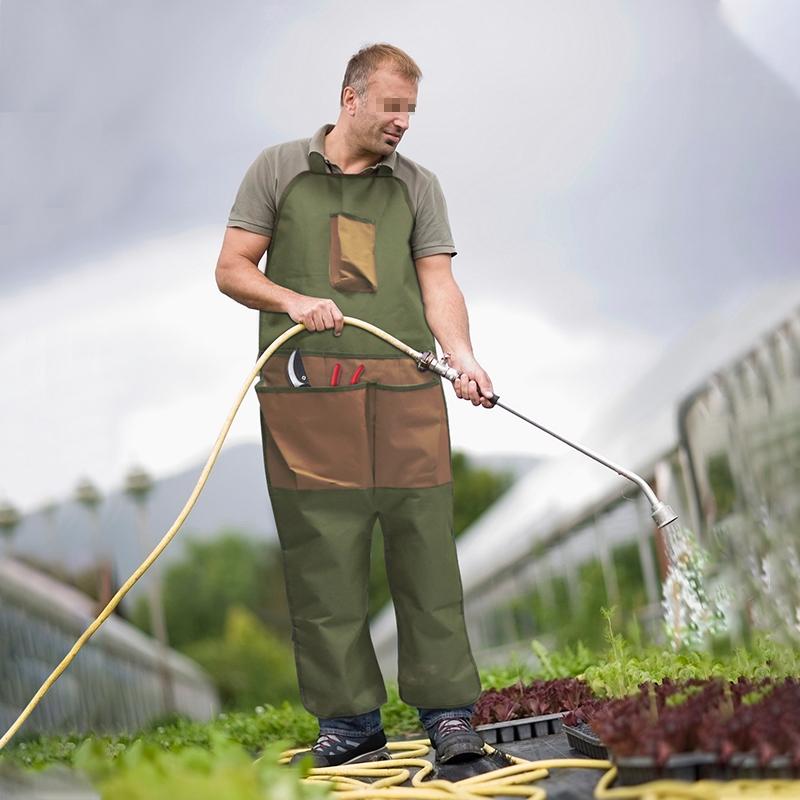 Durable Oxford Material Gardening Apron Knee Length Protection With Big Pockets Stay Clean And Organized While Pruning Planting