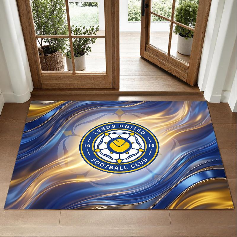 Leeds United Football Design Crystal Velvet Rug Soft Decorative Mat for Bedroom Entrance