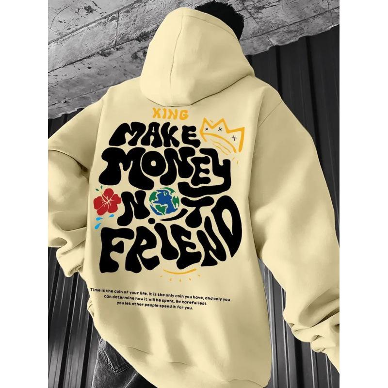 European and American Trend Men's and Women's Sweaters Printed Fleece Long-sleeved Hooded Pullover Spring and Autumn Shoulder-sleeved Sweater
