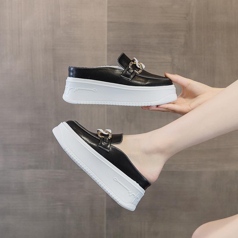 Fashion 7.5cm New Microfiber Leather Platform Wedge Slippers Sandle Sneaker Women Shoes Heels Summer Designer Female Fashion Boots