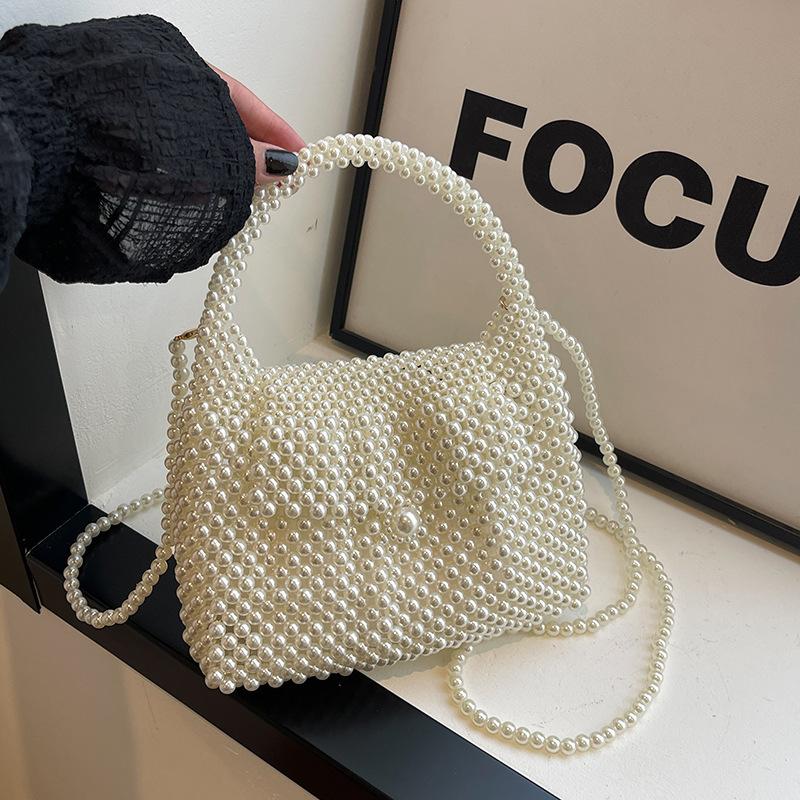 Nowa ręcznie robiona torebka na ramię z koralików damska osobowość wszechstronna modna torebka listonoszka na jedno ramię