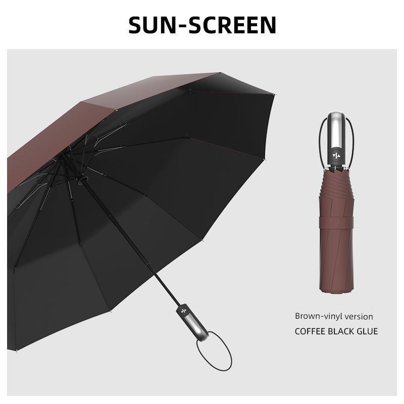70% off Men's Business Umbrella 10-Rib Black Coating Automatic Umbrella 3122 Gift Advertising Umbrella Dual-Use Folding Umbrella for Sun and Rain