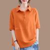 Damenbekleidung Sommer Einfache Casual Streetwear Übergroße Polokragen T-Shirts Einfarbig Kurzarmoberteile