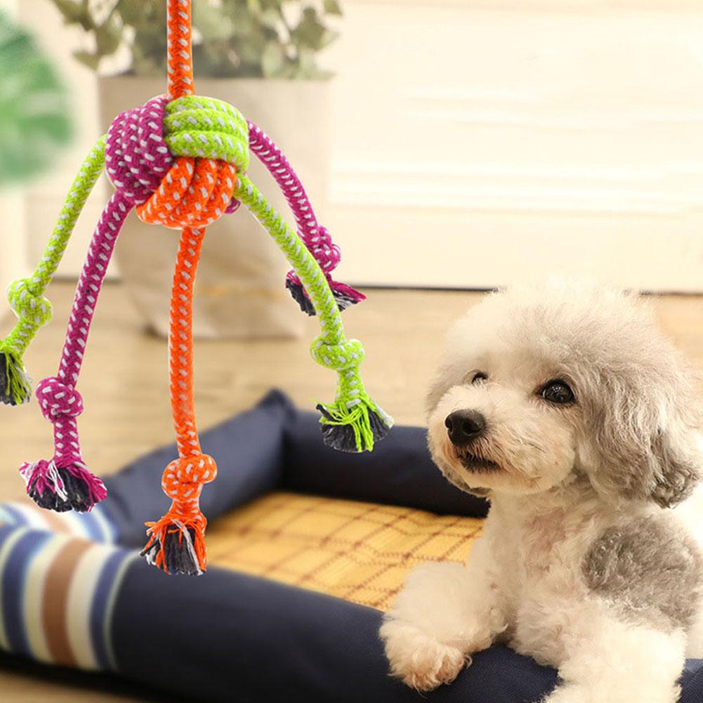  Interactive Pet Knot Toy Bite-Resistant Dogs- Chewable Rope With Green&Orange Fringes Playful Design Dog Toys Supplies