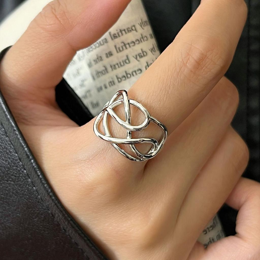 PANJBJ 925 Sterling Silver Line Hollow Ring For Women Wrap Couple Minimalist Handmade Simple Jewelry Party Gift Dropshipping